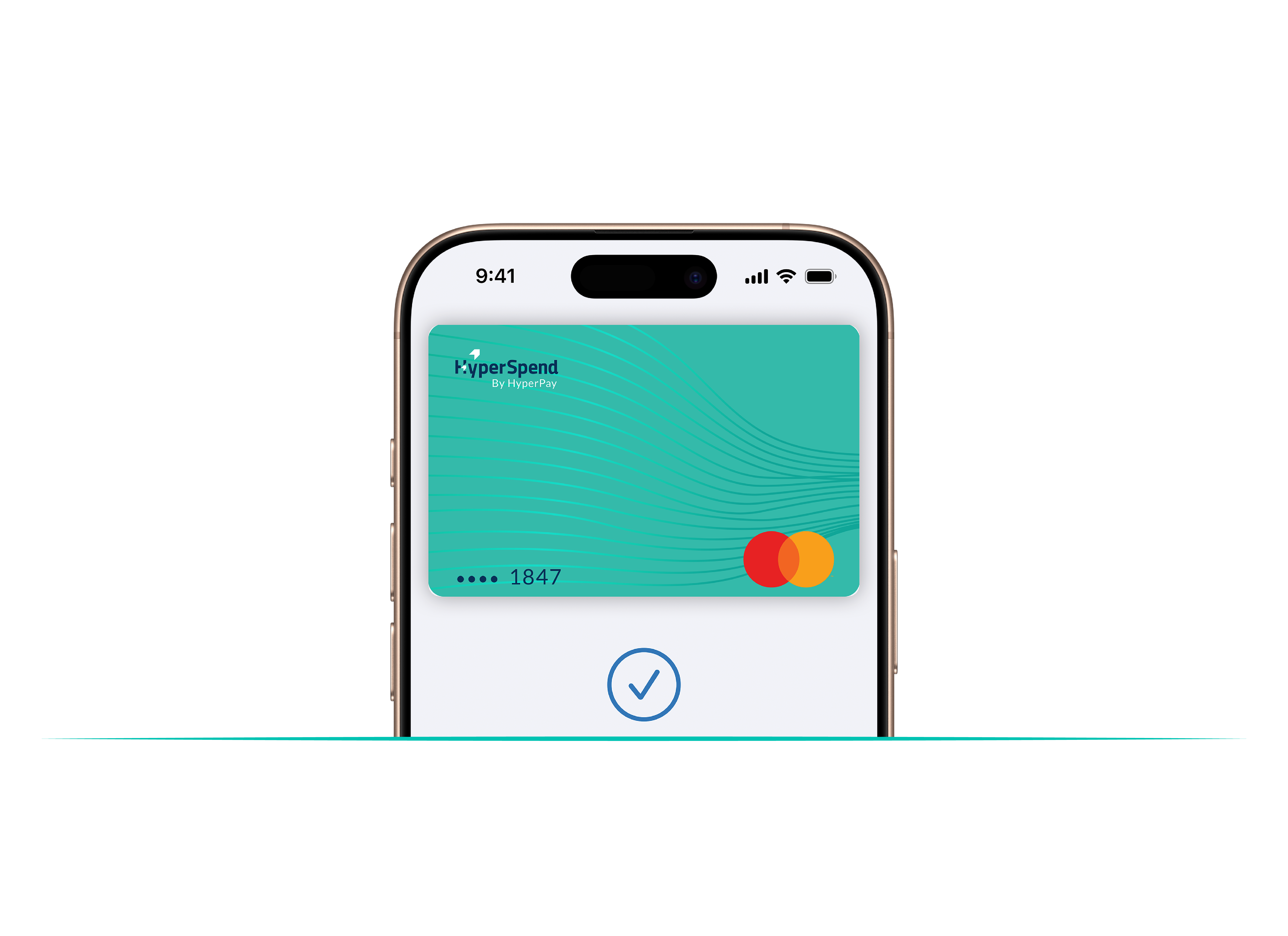 بطاقة HyperSpend معروضة داخل Apple Wallet على جهاز iPhone